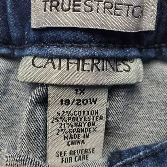 Catherines Jeans Womens 1X  18/20W Blue True Stretch Denim Straight - Picture 2 of 11